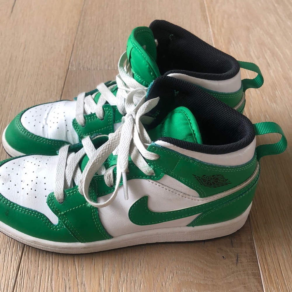 Nike Green and White Dunk High-Top Sneakers